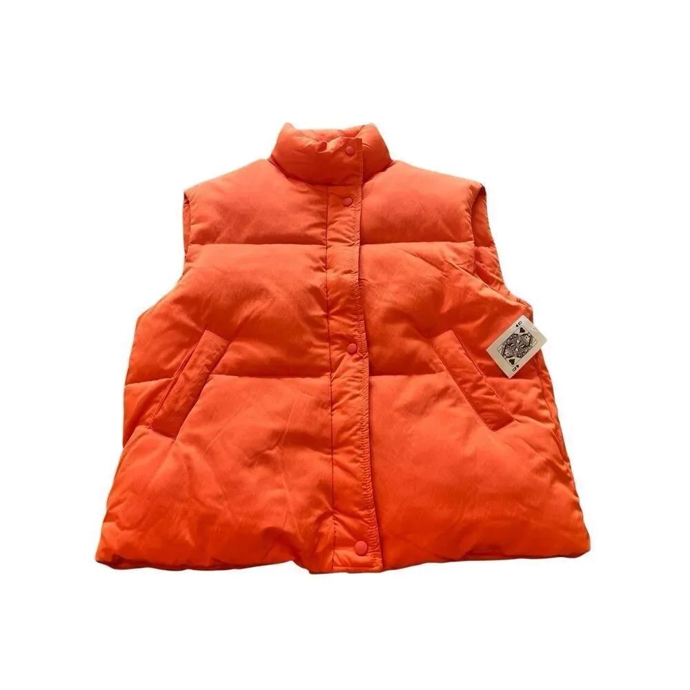 HYFVE Women's Quilted Oversized Puffer Vest Sienna Orange Small NWOT